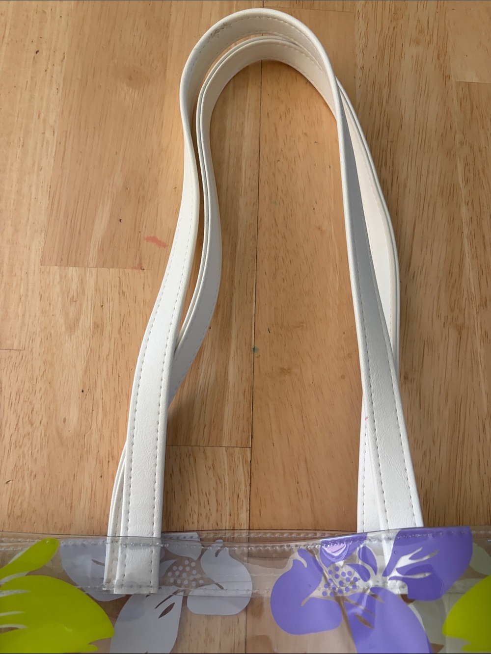 Clear Floral Medium Tote with White Straps - Picture 3 of 3